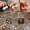 thumbnail image 2 of EOEMY Fashion Pearl Crystal Tassel Earrings Stud Drop Dangle Women Wedding Jewelry New-33.Long Pearl, 2 of 9