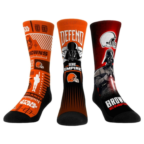 Rock Em Socks Stormtrooper & Darth Vader Cleveland Browns Three-Pack Star Wars Crew Socks Set