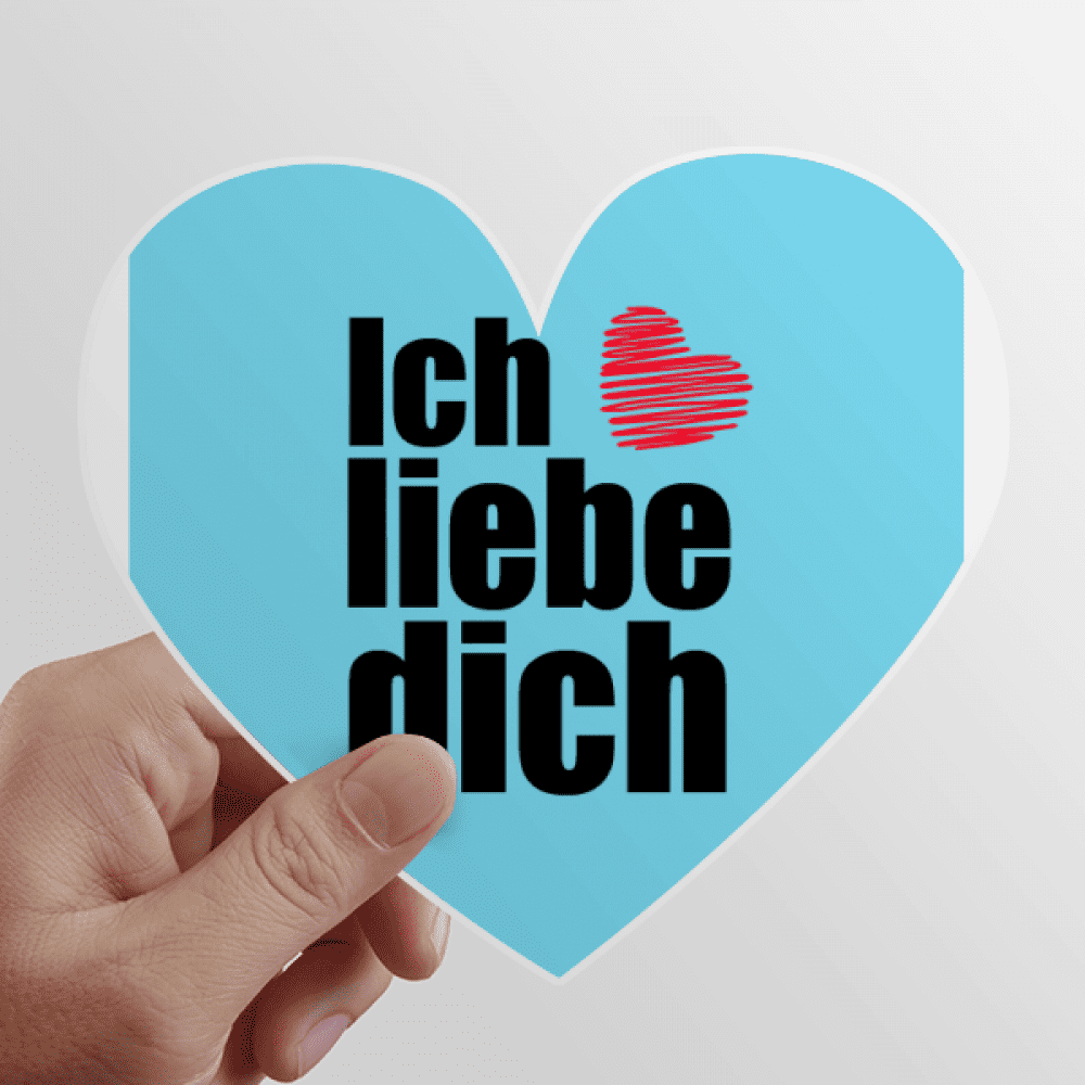 German Dialect I Love You Text Title Heart Vinyl Sticker Bicycle Bottle Decal