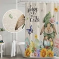 thumbnail image 5 of Easter Rabbits Shower Curtain, Waterproof Shower Curtains for Bathroom, Watercolor Flowers Eggs Butterflies Spring Beige Washable Fabric Bathtub Curtain Set Bath Decor with 12 Hooks Stall 36"x72", 5 of 8