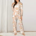 thumbnail image 2 of Honeii Geese and Flower print Women's Pajama Sets Long Sleeve Button Down Sleepwear Nightwear Soft Pjs Lounge Sets-Small, 2 of 7