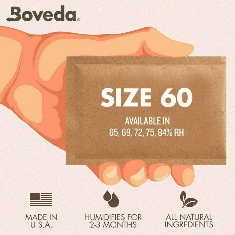 Boveda 69% RH 2-Way Humidity Control – Restores & Maintains Humidity – All  In One Solution For Humidification- Patented Technology for Cigar Humidors
