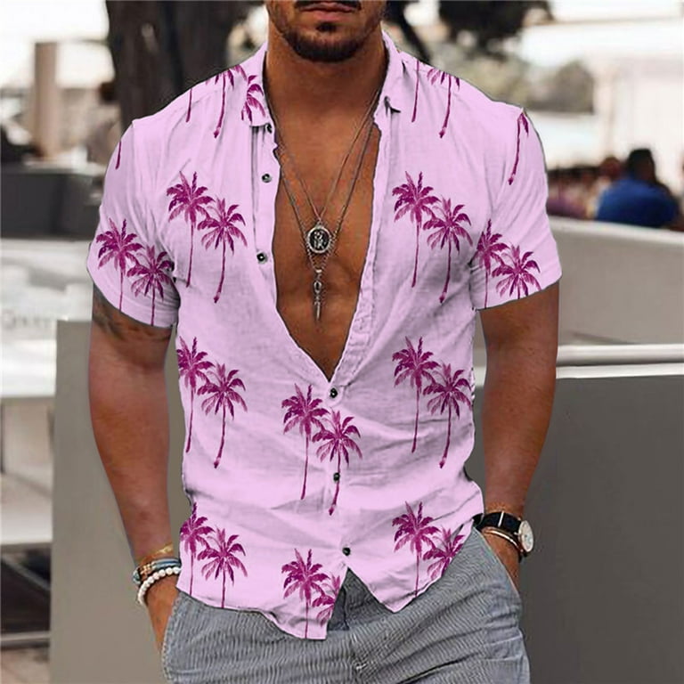 HAOTAGS Mens Hawaiian Shirts Short Sleeve Graphic Print Casual