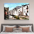 thumbnail image 4 of Póster de lienzo con pintura al óleo de un pueblo acuático chino, decoración para dormitorio, paisaje deportivo, decoración para oficina, regalo, estilo marco, 20 x 30 cm, 4 of 8