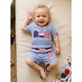 thumbnail image 6 of BemeyourBBs Toddler Baby Boy Girl 4th of July Outfit Patriotic Independent Day Summer Clothes Fourth of July Popsicle Embroidery Waffled Striped Short Sleeve T Shirt Tops and Pockets Shorts 2Pcs Set, 6 of 9