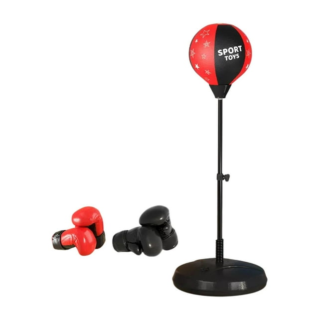 Box Bolse con bola refleja de soporte Mejora la velocidad de reacción con guantes de boxeo para niños adultos para ejercicio para adultos adolescentes Negro rojo