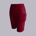 thumbnail image 2 of Likimi Yoga Shorts For Women High Waist Workout Solid Color Stretchable Shorts With Pockets Wine Size 2Xl, 2 of 3
