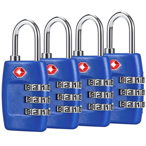 Candados para equipaje Cluckyu de la TSA, combinación de 3 dígitos (paquete de 4), color azul oscuro