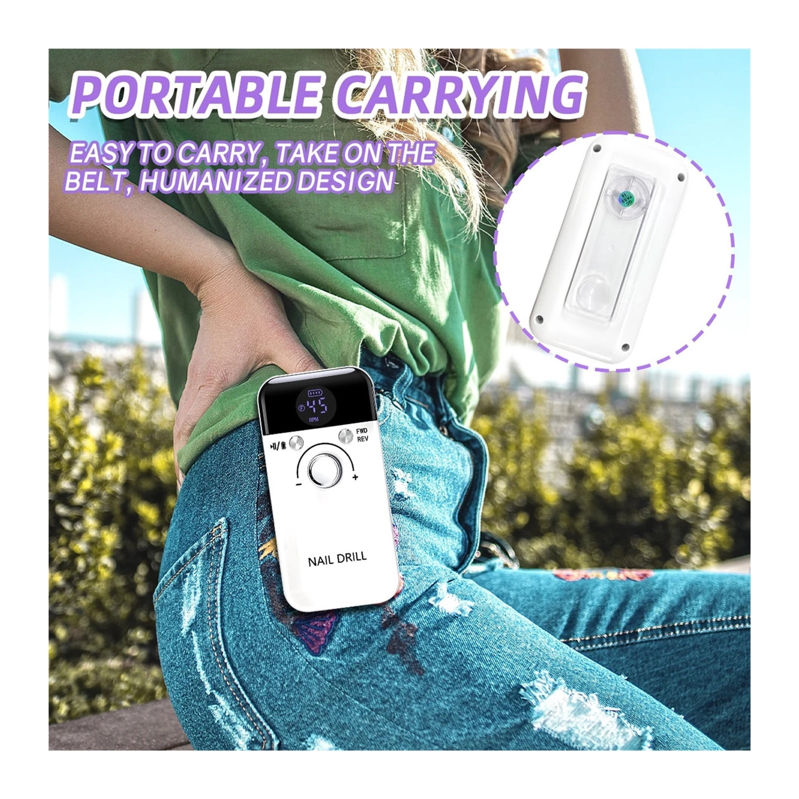 45000RPM Rechargeable Electric Nail Drill Machine Professional Nail Drills for Gel Nails Polish Portable Nail File Manicure Tool