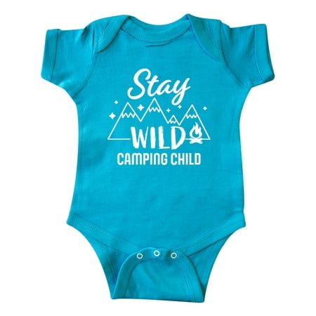 

Inktastic Stay Wild Camping Child with Mountains and Fire Gift Baby Boy or Baby Girl Bodysuit
