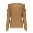 thumbnail image 6 of Odeerbi Sweaters For Women Fall Winter Sweaters Off The Shoulder 2024 Casual Soild Long Sleeve Knit Pullover Coat Khaki, 6 of 8