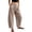 Khaki, variant on Casual Cotton Linen Barrel Pants for Women High Waist Button Front Baggy Harem Trousers with Pockets Summer Boho Beach Lounge Wear Black XXL
