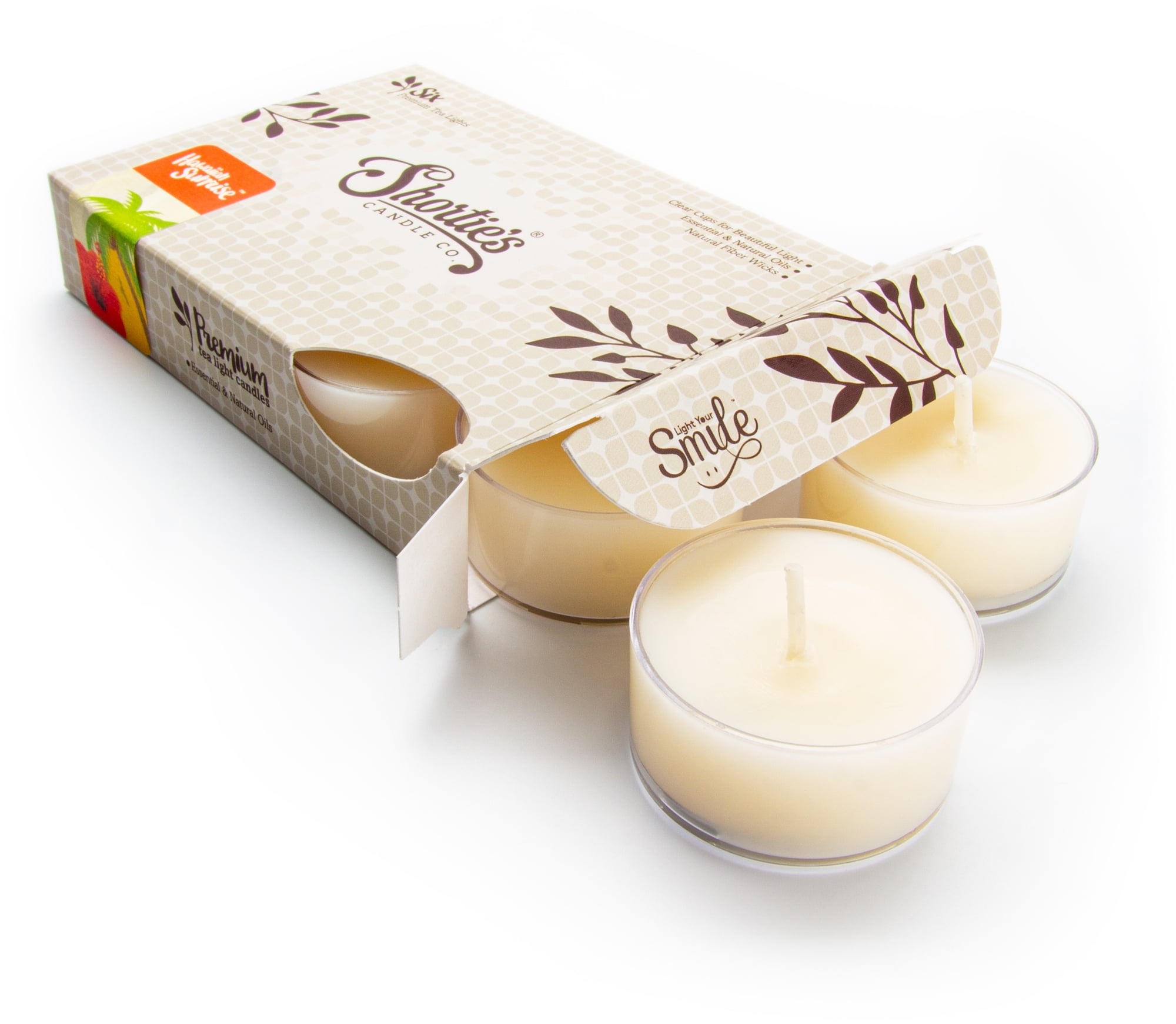 Hawaiian Sunrise Tealight Candles - 6 Orange Premium Scented Tea Lights - Shortie's Candle Company