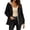 Black, variant on QIYAGBSA Winter Coats for Women Puffer Jacket Hooded Mid Length Horizontal Quilted Fleece Lined Zip Pockets Ribbed Cuffs for Cold Weather Casual