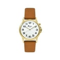 thumbnail image 2 of Bandni Womens Glow Watch - Leather Quick Release Band - 28mm Analog Women's Easy to Read Wrist Watch with Light, Light Up Watches, Quartz, White Dial, Big Numbers, Glow in Dark Hands - Gold Tone / Tan, 2 of 6