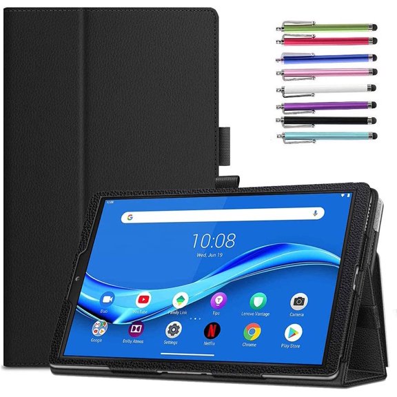 Epicgadget Case for Lenovo Tab M10 Plus 10.6" (3rd Gen) (TB-125F/TB-128F) - Lightweight Folio PU Leather Folding Stand Cover Case for Lenovo Tab M10 Plus 10.6 Inch Display 2022 (Black)