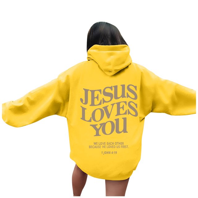 MIASHUI Womens Oversized Hoodies Sweatshirts Long Sleeve Pullover Outfits,Yellow,L