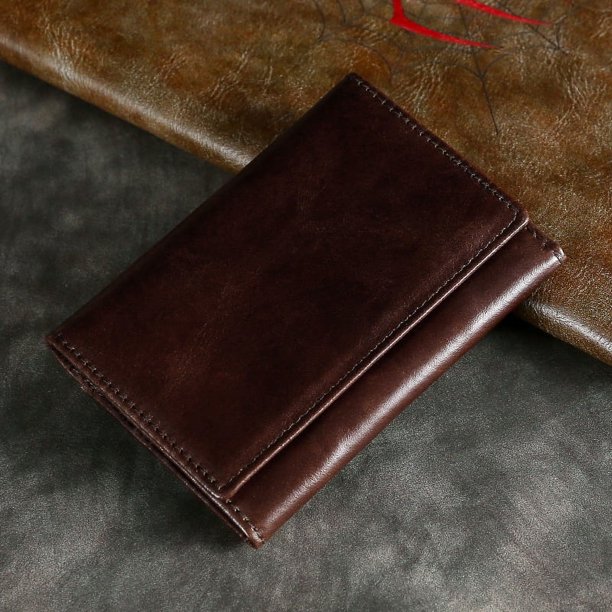 Tarjetero corto de piel auténtica RFID con posición de tarjeta multifuncional, tarjetero de piel auténtica con cera de aceite para hombres y mujeres, tarjetero vintage de piel de vaca