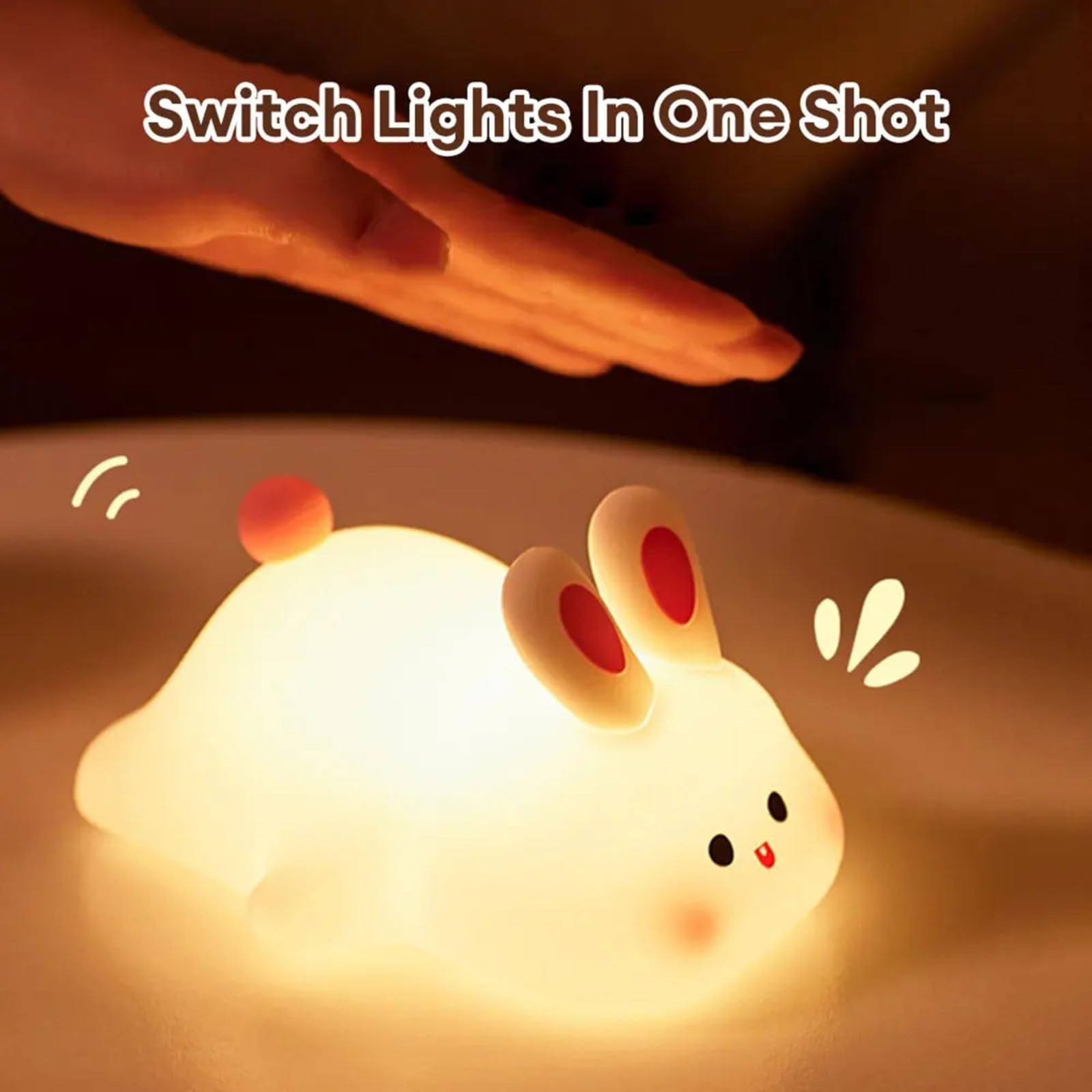 Night Lights Rabbit Light 2024 New Cute Silicone Baby Animal Night Lamp Rabbit Night Light For Kids 3 Level Dimmable Nursery Bunny Nightlight Bedside Lamp For Breastfeeding White