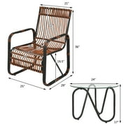 Costway 3-Piece PE Rattan Patio Furniture Set, Brown