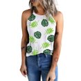 thumbnail image 3 of ABPHQTO Camiseta sin mangas halter ajustada con estampado gráfico de hojas de palma blancas para mujer, 3 of 5