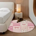 thumbnail image 2 of Round Area Rug 3 Ft, Valentine's Day Washable Non-Slip Circle Carpet for Living Room/Bedroom, Pink Bows Vintage Plaid Romantic Roses Low-Profile Small Floor Mats Collection Rugs for Indoor, 2 of 8