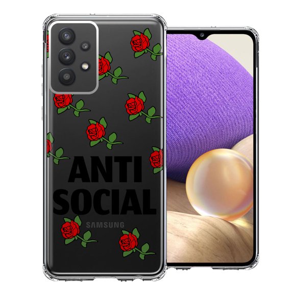 MUNDAZE for Samsung Galaxy A32 Anti Social Roses Design Double Layer Phone Case Cover