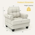 thumbnail image 3 of Gymax Mid-century Modern Accent Armchair with Thick Pillow & Cushion Studded Chair Beige, 3 of 8