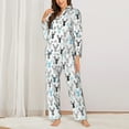 2 Piece Womens Pajama Sets Winter Art Blue and Black Moose Soft