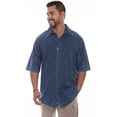 thumbnail image 1 of Scully 5203 DND L Tone-On-Tone Embroidered Mens Short-Sleeved Shirt, Denim Distressed - Large, 1 of 1