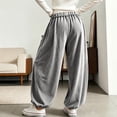 thumbnail image 4 of WULMLEO Women's Baggy Boho Harem Pants Drawstring Waist Wide Leg Sweatpants Casual Trousers Joggers with Pockets Gray XL, 4 of 7