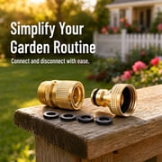 Solid Brass Garden Hose Quick Connect, 3/4 Inch Quick Connect Hose Fittings with Male Female Connectors (3SETS)