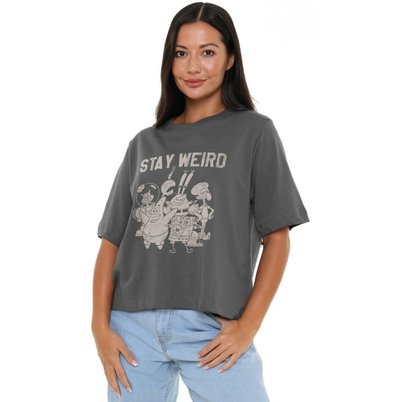 MTV Moon Walk Women's Boxy Cropped T-Shirt Casual Graphic Tee