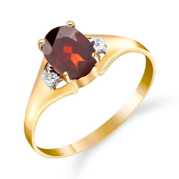 Galaxy Gold 14K Yellow Gold 0.76 CTW Natural Diamonds and Oval-Shaped Garnet Ring - January Birthstone - Energy & Devotion - Sizes 5.5 to 11 - Fine Jewelry for Women