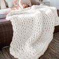 thumbnail image 4 of Hand Knitted Chunky Blanket Throws:Weighted Knit Blanket Throw,Handmade Chunky Yarn Blanket for Sofa and Bedroom,Soft Thick Knit Throw Blanket,Fluffy and Cozy,47×70 Inch (White), 4 of 14