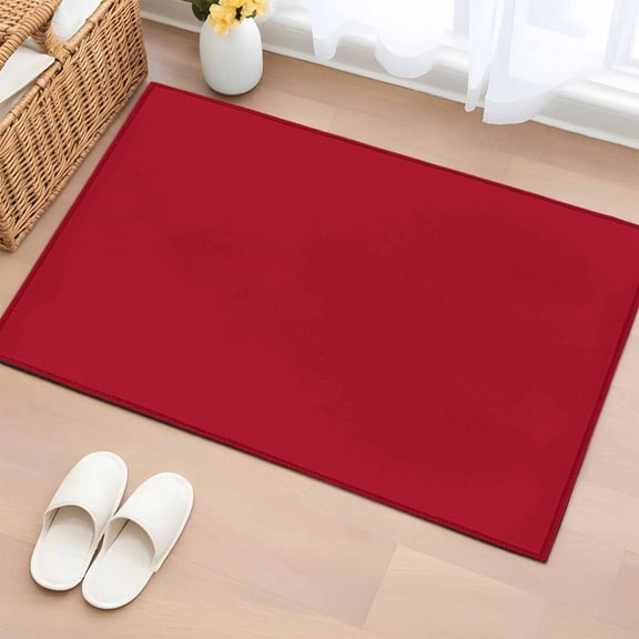 Pure Red 2'x3' Washable Rug, Simple Solid Color Non-Slip Soft Doormat Area Rugs for Entrance Bathroom Bedsides, StainResistant Carpet for Kitchen Bedroom, Entryway Floor Mat
