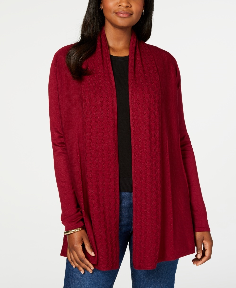 Karen Scott Women's Open-Front Cardigan 