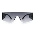 thumbnail image 3 of Flat Top Rimless Shield Rectangular 80s Minimalist Sunglasses Black - Smoke, 3 of 6