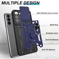 thumbnail image 3 of Compatible with Samsung Galaxy S21 Plus Case with HD Screen Protector with Slide Camera Cover, 360° Rotation Ring Kickstand [Military Grade] Case for Samsung Galaxy S21 Plus,Blue, 3 of 16