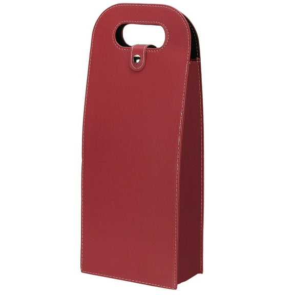 Uxcell 2 Bottle Wine Gift Bag, Wine Bag Reusable Leather Wine Tote Carrier for Wine Bottles Portable, Red-1