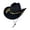 Black, variant on Western Cowboy Hat for Women, Embroidered Suede Wide Brim with Windproof Chin Strap, UV Protection Sun Hat, 1 Piece, One Size