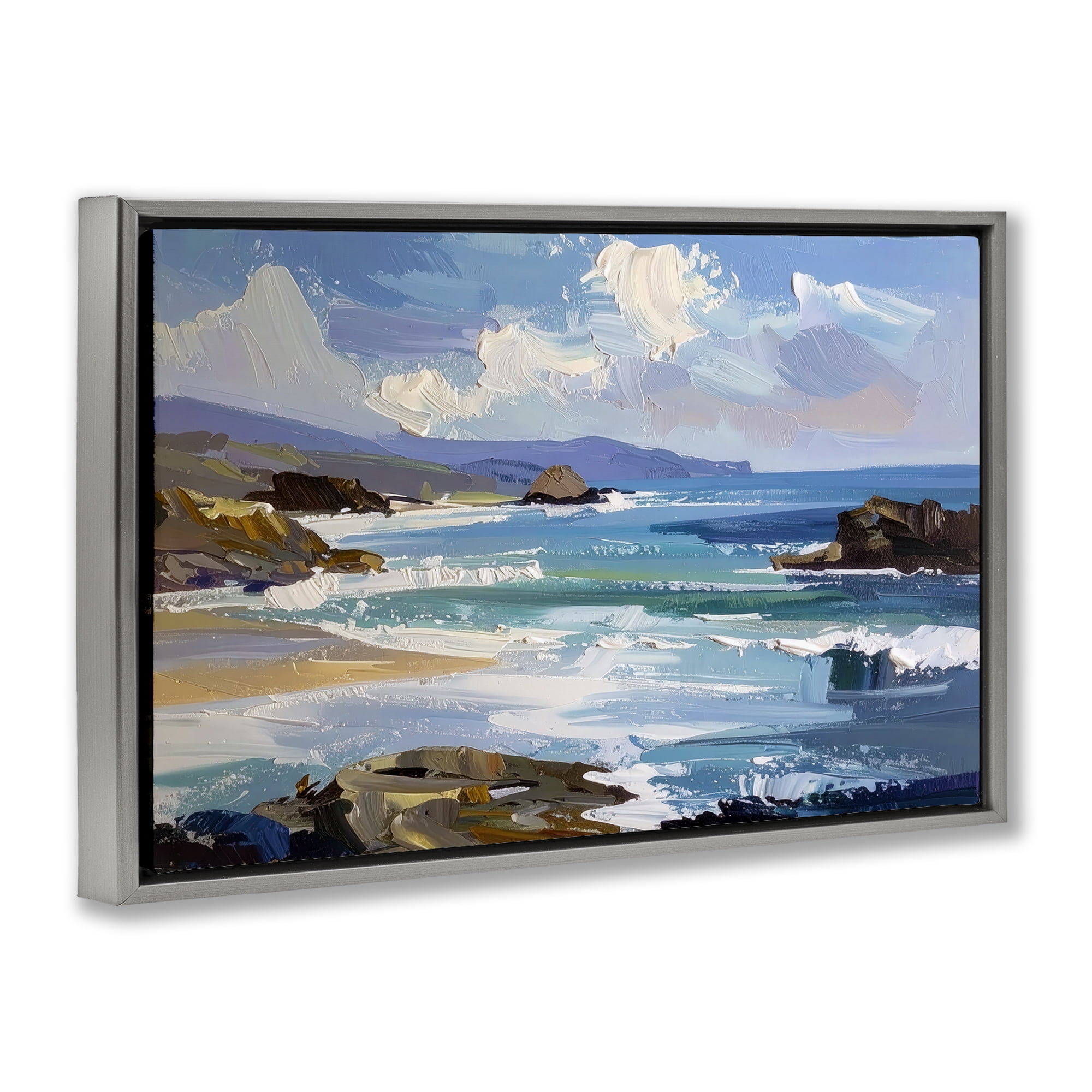 Stupell Industries From Sky To Sea Gray Framed Floater Canvas Wall Art, design by Alonza Saunders