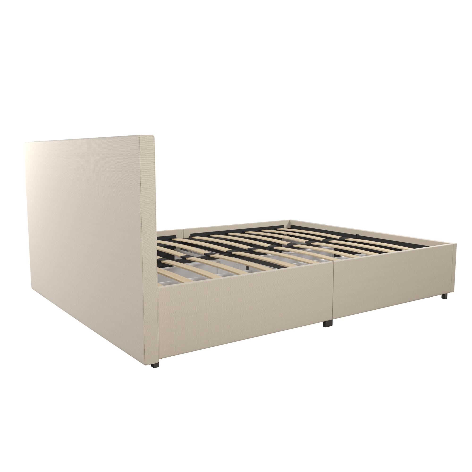 Novogratz Full Size Contemporary Linen Upholstered Beds, Ivory