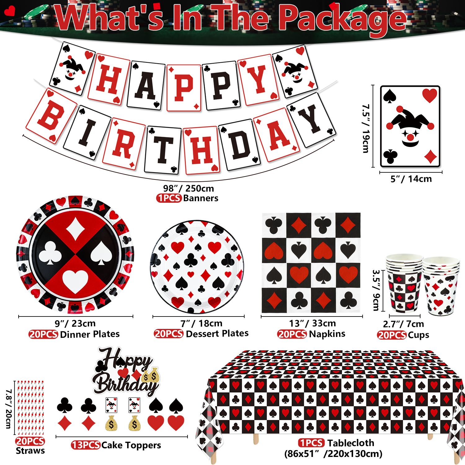 12 Delig Casino-Thema Feestdecoratie Set – Pokergeïnspireerde Tafelstukken, Geschikt Voor Kaartavonden, Las Vegas Feestjes En Verjaardagsfeesten