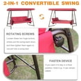thumbnail image 5 of CHINNLUU Oversized 4 Person Porch Swing with Stand 800 LBS Capacity Adjustable Canopy Backrest Includes Cushions Pillows Patio 2 in 1 Swing Bed for Backyard Garden Poolside, Burgundy, 5 of 11