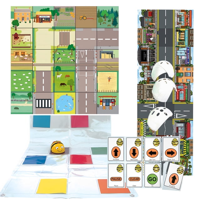 TTS Bee Bot Programmable Floor Robot Starter Set – New Rechargeable Educational Robot Bundle with Bee-Bot Floor Mats & Accessories for STEM Learning, Coding & Programming