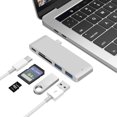 thumbnail image 2 of Adaptador Ustyle 5 en 1 Dual Type-C USB C HUB 4K HD Micro SD/Lector de tarjetas SD 2 USB 3.0 Plata, 2 of 5