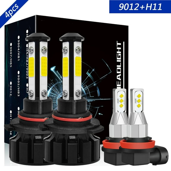 9012 High&Low Beam H11 Fog Light for Dodge Challenger 2015-2020 LED Headlight Bulbs Kit 4pcs