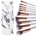 thumbnail image 4 of Beautiful White Marble Designed Makeup Brush Set with Cylinder Travel Organizer Case-10 Piece Holiday Gift, 4 of 7
