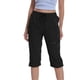 thumbnail image 2 of ICHUANYI Clearance Fashion Womens Casual Color Casual Elastic High Waist Wide Cropped Leg Loose Outdoor Fitness Running Climbing Trousers Pocket Pants(Black, XL) ICHUANYI WER2023081207131, 2 of 9